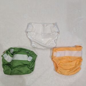 Flip Velcro Closure Cloth Diaper Cover Trio - Green, White, and Yellow